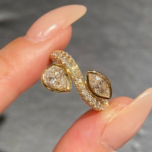 อาซูโอ 18K ทองคำแท้สีเหลืองประดับเพชรที่ปลูกในห้องปฏิบัติการ แหวนรูปทรงหยดน้ำสุดหรูสำหรับงานแต่งงานของผู้หญิง เครื่องประดับแฟชั่นคุณภาพสูง - Product Image 2