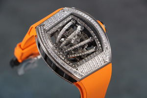 Montre élégante haut de gamme de luxe, style tendance, cadran incrusté de diamants, montre en acier inoxydable, bracelet en caoutchouc, unisexe, pour affaires, mécanique - Product Image 3
