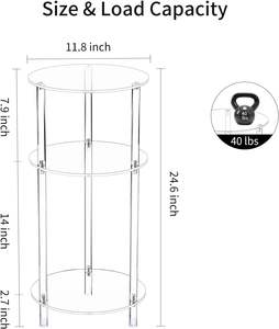 <span class=keywords><strong>Table</strong></span> d'appoint ronde en acrylique transparent à 3 niveaux pour petits espaces avec étagères ouvrantes <span class=keywords><strong>Table</strong></span> <span class=keywords><strong>de</strong></span> chevet en lucite pour salon chambre à coucher - Product Image 2