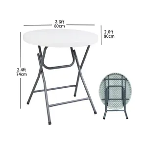 Grande tavolo da catering circolare/gambe pieghevoli tavolo in plastica rotondo/all'ingrosso tavoli e sedie pieghevoli per banchetti rotondi a basso prezzo all'ingrosso