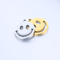 Pendentif personnalisé gravé avec une émotion, charme visage souriant mignon en acier inoxydable, mini-plaque ronde pour collier, boucles d'oreilles, bracelet DIY