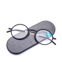 Lunettes de lecture miniatures avec monture TR90, petites lunettes rondes portables bloquant la lumière bleue, pliables avec étui