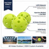 Balles de pickleball d'extérieur USAPA de haute qualité, durables, écologiques, en plastique LDPE monobloc, 40 trous, pour l'entraînement