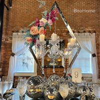 Grand Chandelier en Fer Doré, Acrylique et Métal avec Cristaux, Support de Bougies pour Centre de Table, Décoration Florale pour Salle de Mariage et Maison