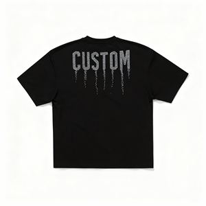 T-shirt décontracté pour homme, col rond, manches courtes, tricoté, 100 % coton, avec logo imprimé en strass et motif diamant, haute qualité, personnalisé - Product Image 4