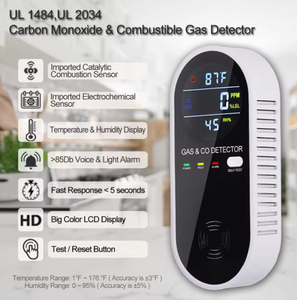 Plug in <strong>Carbon</strong> <strong>Monoxide</strong> and <strong>Natural</strong> <strong>Gas</strong> Alarm, Temp Humidity Monitor, CO &amp; Propane, <strong>Natural</strong>, &amp; Explosive <strong>Gas</strong> <strong>Detector</strong> for Home - Product Image 4