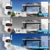 Caméra de sécurité WiFi PTZ à quatre objectifs, zoom 10x, caméra CCTV sans fil intelligente pour extérieur avec détection humaine, vision nocturne couleur