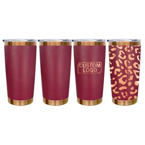 USA Warehouse 20oz Maroon Powder Coated Copper Plated Underneath Tumbler Mugs <b>Cup</b> <b>with</b> Magnetic Sliding <b>Lid</b> for Laser Engrave - Product Image 5