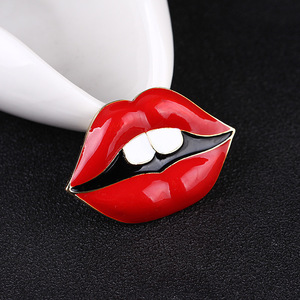 <span class=keywords><strong>Broche</strong></span> en alliage de zinc émaillée de haute qualité, bijou fantaisie en forme de grandes lèvres rouges pour femme - Product Image 4