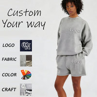 Maßgefertigter Schwerer Weicher Crop-Strickpullover für Damen Rundhals Jacquard-Muster Übergroßer Locker Sitzender Langarm-Strickpullover