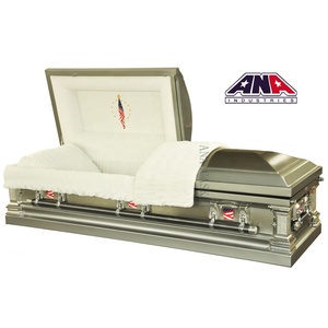 Ataúd de Acero Inoxidable con Acabado Bronce Ajustable, Estilo Americano, Terciopelo Blanco, Suministros Funerarios ANA - Product Image 4