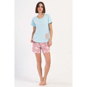 Chaqueta de dormir ovalada de manga corta con cuello redondo para mujer - Product Image 4