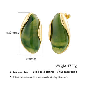 Женские серьги-гвоздики из нержавеющей стали, 18 карат - Product Image 2