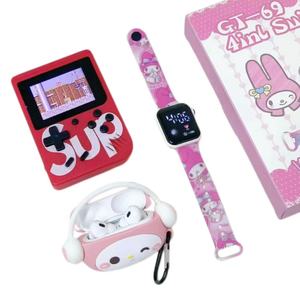 Nuova Uscita: Set Regalo Elettronico 4-in-1 a Tema My Melody (Orologio + Auricolari + Console di Gioco + Custodia per Auricolari) - Product Image 1