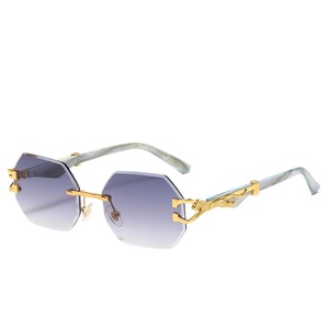 Nouvelles Lunettes de Soleil Unisexe 2025 – Design Italien de Luxe, Monture Polygonale Sans Monture Effet Diamant, Cadre Or Rose – Lunettes de Soleil de Marque pour Hommes - Product Image 2
