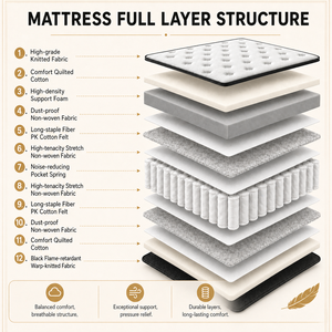 Comfortable Pocket Spring Mattress with Washable Cotton Fabric Cover for Bedroom and Hotel Use - Product Image 6