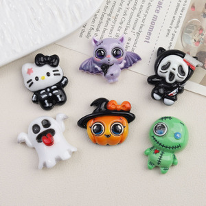 การ์ตูนฮาโลวีนน่ารักฟักทองผีโครงกระดูก KT แมวตกแต่ง <span class=keywords><strong>DIY</strong></span> เรซิ่นกะโหลกลูกแมวเครื่องประดับโทรศัพท์ขยะเครื่องประดับ - Product Image 4