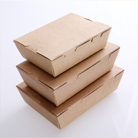 Conteneur à emporter personnalisé en papier kraft recyclé pour poulet frit, pizza, nouilles, restauration rapide, boîte à lunch jetable