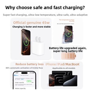 Nouvelle Tête <span class=keywords><strong>de</strong></span> <span class=keywords><strong>Chargeur</strong></span> USB-C 45W à Charge Rapide Compatible avec <span class=keywords><strong>Apple</strong></span> iPhone 17 Pro Max 2026 - Product Image 3