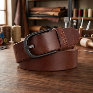 Vintage Style Genuine Cow Hide Leather <b>Belts</b> Steel Square Custom Casual Durable Lightweight Heavy Duty Eco-Friendly BS - Product Image 1