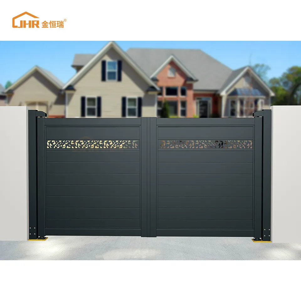 JHR High Quality Latest Louver Sliding Entrance Gate Aluminum Alloy Villa Automated Folding Gate System For House