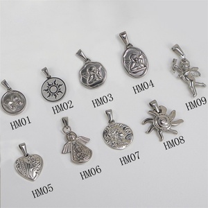 Dijes Vintage para Hacer Joyas, Joyería Personalizada DIY, Colgante de Acero Inoxidable con Forma de Sol, Ángeles y Corazón, Geométrico, Moderno - Product Image 3