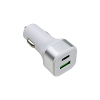 Pengisi daya mobil adaptor USB perjalanan 38W, pengisi daya ponsel pintar cepat PD QC3.0 port ganda dengan perlindungan OTP untuk Laptop