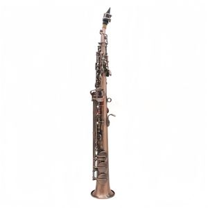 Saxophone soprano professionnel en laiton, corps détachable, instrument à vent droit, finition bronze antique rouge, tête en bakélite, incrustation d'ormeau - Product Image 4