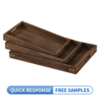 Vente chaude Grand Plateau de Service en Bois Rectangle avec Poignées pour Table Basse Salon Petit Déjeuner au Lit