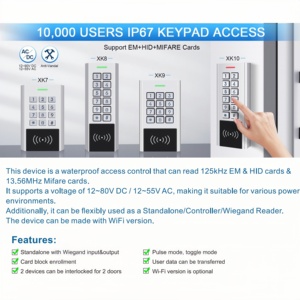 Lector de Proximidad RFID Wiegand para Exteriores, Resistente al Agua IP67, 125kHz 13.56Mhz, 2026, con Teclado de Control de Acceso Independiente con Código/Tarjeta - Product Image 6