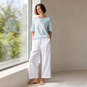 Conjunto de Dos Piezas de Algodón para Mujer, Camiseta de Manga Corta Raglán, Pantalones Anchos con Cordón, Ropa Casual para Exteriores SOFT11 - Product Image 3