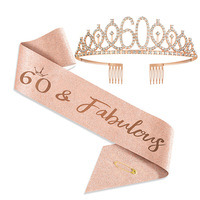 Lot de 2 ceintures et couronnes de diadèmes en or rose pour le 15e anniversaire Décorations et faveurs de fête parfaites pour les célébrations du 15e anniversaire