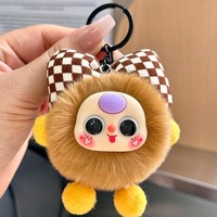 Promo! Hadiah Anak-Anak Boneka Kelinci Otter Baru dengan Pita, Gantungan Kunci Bola Arang Kecil, Boneka Kartun Cantik, Hiasan Gantungan Ransel
