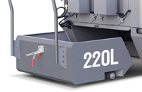 Balayeuse autoportée commerciale avec bac à poussière de 220 L, alimentée par batterie, pour le nettoyage des usines, entrepôts et cours