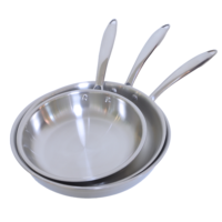 3 Pcs Set Wajan Tanpa Lapisan Bahan Stainless Steel Set Wajan Masak Stainless Steel Set Induksi De Poeles En Acier Inoxydable