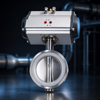 Vanne papillon pneumatique compacte JIAHE JH-PWBV à conception wafer, garantie 1 an pour le contrôle de l'eau industrielle, de l'irrigation et du CVC
