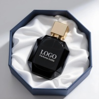Flacon de parfum en verre rond noir de luxe vide avec étiquette personnalisée, 30 ml, 50 ml, 100 ml, emballage cosmétique, avec boîte, diffuseur à bâtonnets