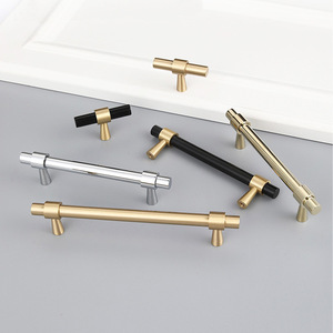 Modern Minimalist Nordic French-Style Solid Brass Handles for Cabinet Kitchen Doors-T-Shaped Easy Installation Hotel Use - Product Image 4
