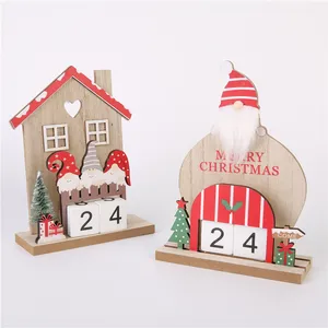 Cartoon Santa Hout Ornamenten Kerst Ornamenten Houten 3d Kalender Huisdecoratie Ambachten