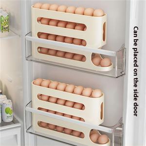 Caja de Almacenamiento de Huevos Automática de Gran Capacidad, con Deslizador y 4 Escalones, Moderna y Simple, para la Puerta Lateral del Refrigerador, Segura para Alimentos, de PP - Product Image 2