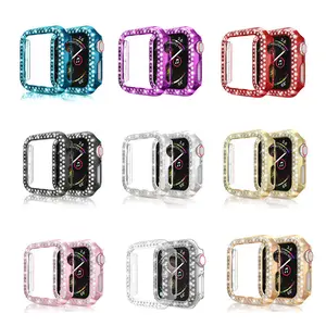 Woman Diamond Watch Case for Apple Watch 8 1 2 3 4 5 6 SE 7 PC Armor Cover for Iwatch 38/40/42/44/41/45mm Screen Protector Fram