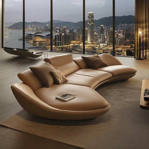 Canapé d'angle en cuir véritable de luxe à trois places en forme de L pour appartement, salon, canapé en cuir pleine fleur écologique et confortable - Product Image 2