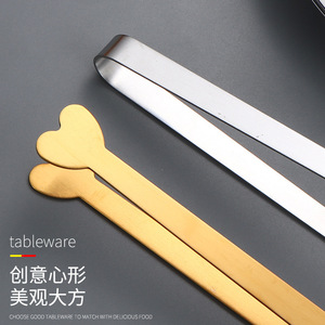 Stainless Steel Food Clips Heart Shape Ice Steak Sugar Cube Barbecue Steamed Bun Clip Thickened Household Kitchen Tool - Product Image 2
