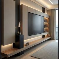 Meuble TV flottant personnalisable avec éclairage LED, meuble TV mural avec rangement pour salon et chambre à coucher