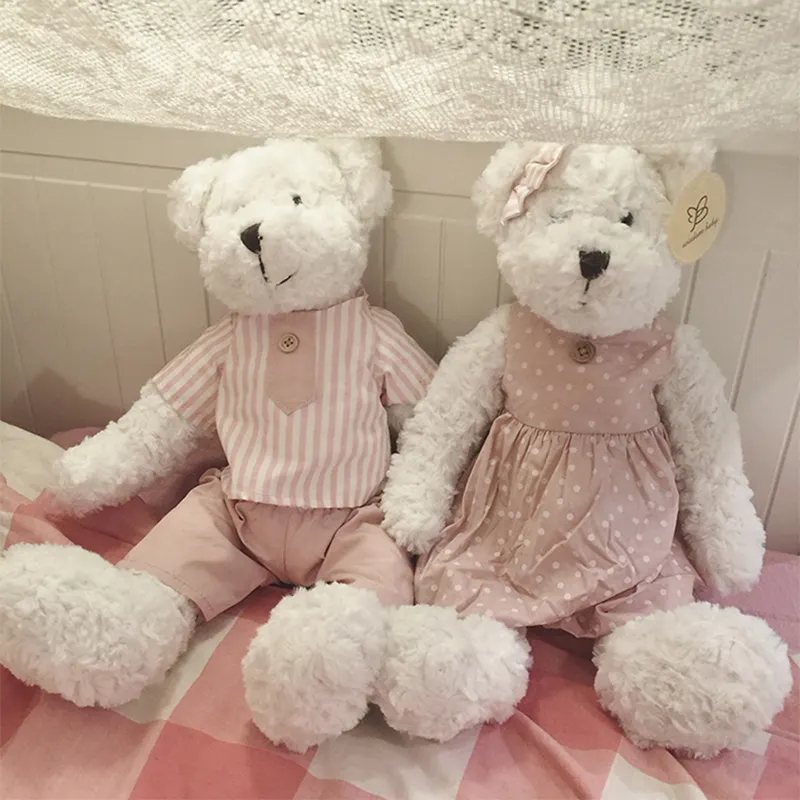 Симпатичные костюмы в розовую полоску компании с медведем для мальчиков и девочек