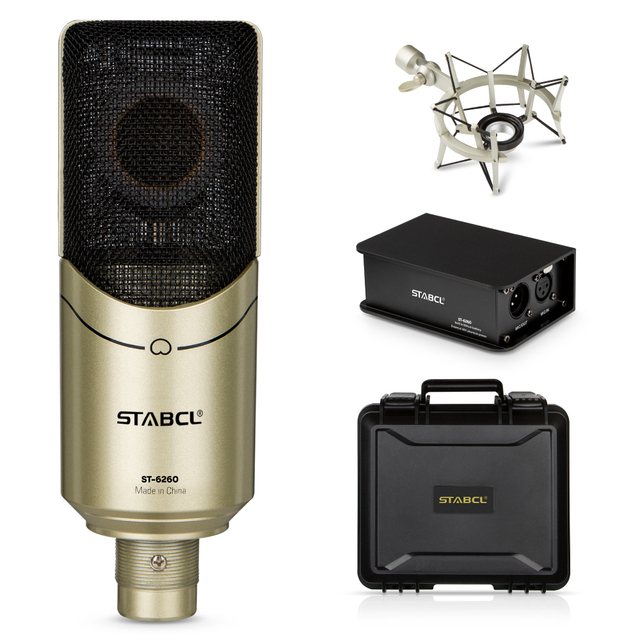ST-6260 Condenser Microphone Professional Sound Proof Recording Mic Home Music Production Studio Equipment Full Set Microphone