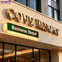 Letrero Comercial Exterior 3D con Retroiluminación LED, Letrero Personalizado de Acero Inoxidable con Halo Luminoso para Negocios, Hoteles y Tiendas