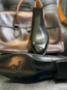 Bottes hautes pour hommes, hiver, doublure en velours chaud, bout carré, semelles en cuir Goodyear, semelles Harp, cuir grainé Hall Grain Shipwreck - Product Image 4