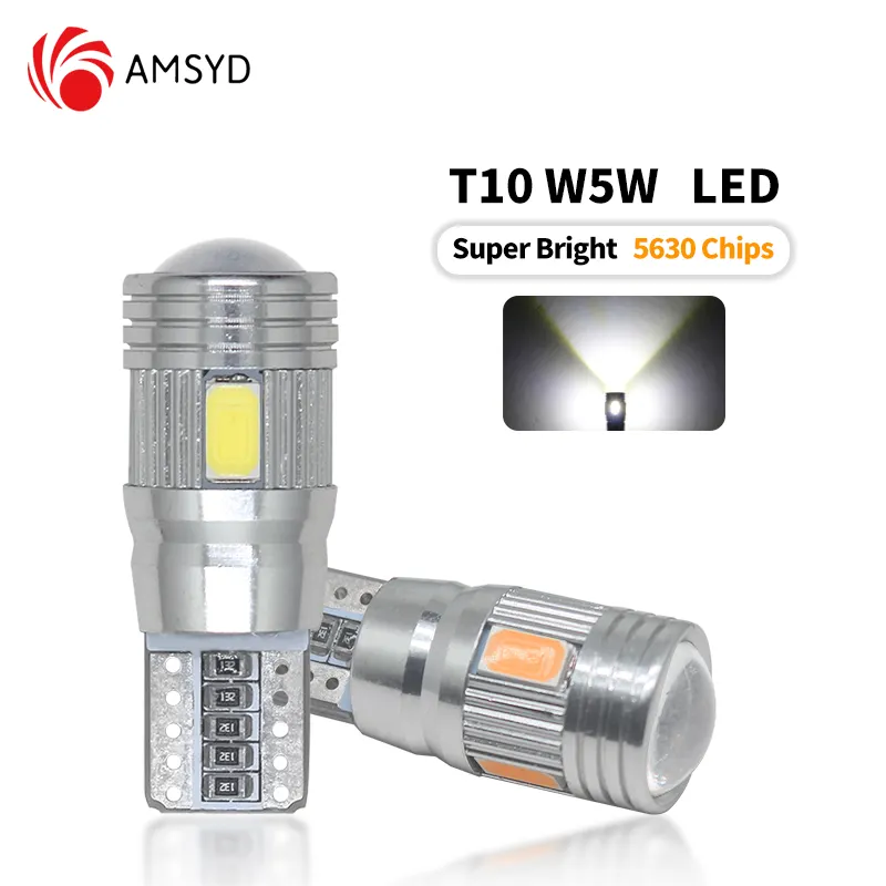 Hoàn hảo LED AMS T10 5630 6SMD siêu sáng tự động đảo ngược đèn W5W chiều rộng đèn CANBUS không có lỗi đọc LED Dome ánh sáng