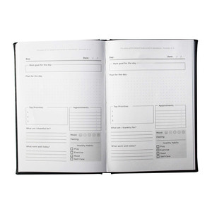 Custom Black PU Leather Cover Journal Planner A5 Notebook <strong>God</strong> and Goal Agenda for <strong>School</strong> Office Personalized Saddle Stitching - Product Image 4